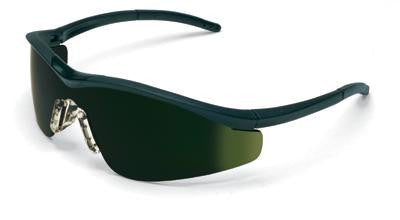 Crews Triwear Nylon Safety Glasses With Onyx Frame, Green Shade 5 Polycarbonate Duramass Anti-Scratch Lens, Carrying Case And Breakaway Cord