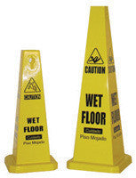 Cortina Safety Products Group 36" Yellow Bilingual Lamba Floor Sign With Pictogram "Caution Wet Floor"