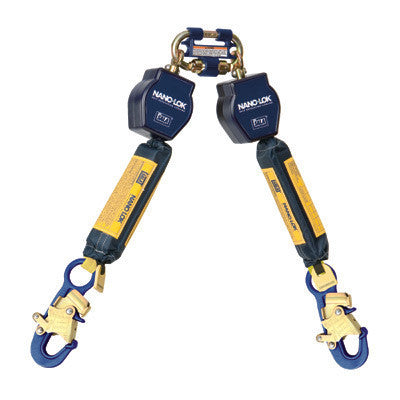 DBI/SALA Nano-Lok Twin Leg Self Retracting Lifeline With Quick Connector Anchorage Connection And Two Aluminum Snap Hooks
