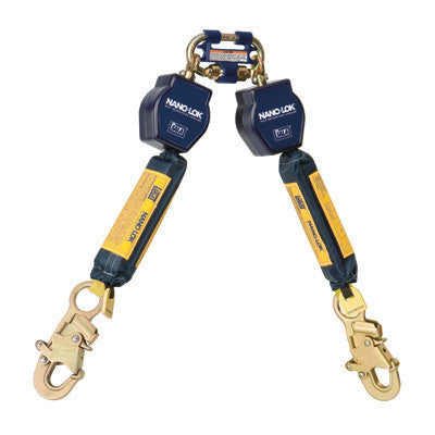 DBI/SALA Nano-Lok Twin Leg Self Retracting Lifeline With Quick Connector Anchorage Connection And Two Steel Snap Hooks