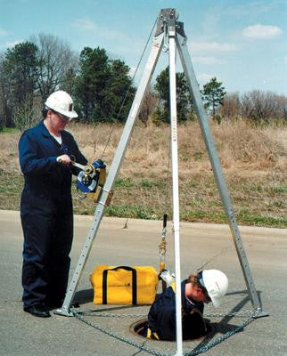 DBI/SALA Sealed Self Retracting Lifeline With 50' Galvanized Cable, Mounting Brackets, Carrying Bag And 7' Aluminum Tripod