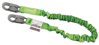 Miller 6' Green Single Leg Z7 Manyard II Shock Absorbing Lanyard With Locking Snap Hooks, Warning Flag And Red Core Wear Indicator