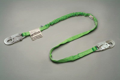 Miller 4' Green Single Leg Manyard HP Shock-Absorbing Stretachable Web Lanyard With 2 Locking Snap Hooks