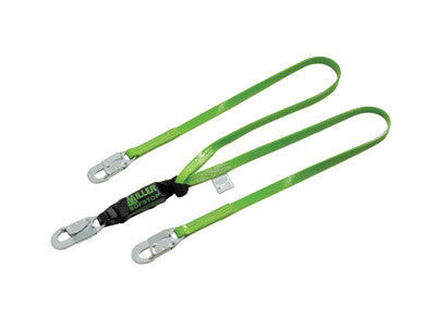 Miller 6' Green Two Leg Vinyl-Coated Lanyard With SofStop Shock Absorber With 3 Locking Snap Hooks