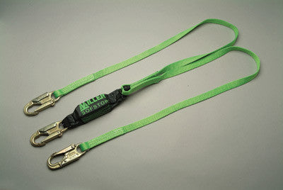 Miller 6' Green Two Leg HP Lanyard With SofStop Shock Absorber With 3 Locking Snap Hooks