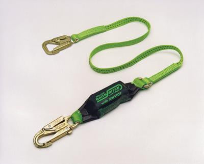 Miller 6' Green Single Leg BackBiter Lanyard With SofStop Shock Absorber With 1 Locking Snap Hook And 1 Miller 5K Locking Snap Hook