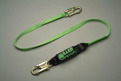 Miller 6' Green Single Leg HP Lanyard With SofStop Shock Absorber With 2 Locking Snap Hooks