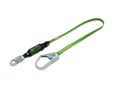 Miller 6' Green Single Leg Vinyl-Coated Lanyard With SoftStop Shock Absorber With Locking Snap Hook And Locking Rebar Hook