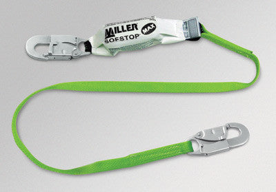 Miller 6' Green Single Leg Lanyard With SofStop MAX Shock Absorber And 2 Locking Snap Hooks