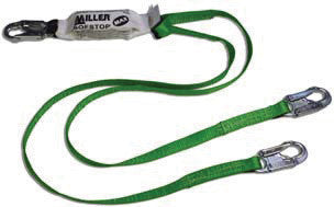 Miller 6' Green Two Leg Lanyard With SofStop MAX Shock Absorber And 3 Locking Snap Hooks