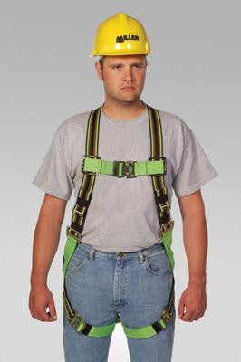 Miller Universal Green Python Full Body Harness With Front D-Ring, Quick Connect Chest And Leg Strap Buckles And PTFE Web Protection