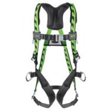 Miller 2X/3X Green AirCore Harness With Side And Back DRings, Quick-Connect Chest And Leg Straps And Sub-Pelvic Strap