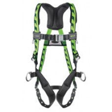 Miller 2X/3X Green AirCore Harness With Side And Back D-Rings, Quick-Connect Chest Strap, Tongue Buckle Leg Straps And Sub-Pelvic Strap