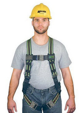 Miller Universal Green DuraFlex Full Body Harness With Friction Shoulder Strap Buckles And Matting Buckle Leg Straps