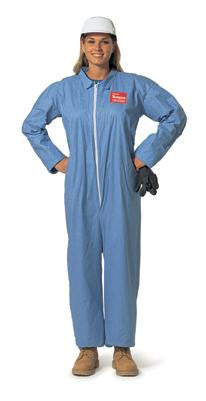 DuPont X-Large Blue Tempro Disposable Water Resistant And Flame Retardant Coveralls With Front Zipper Closure, Collar And Set Sleeves (25 Per Case)