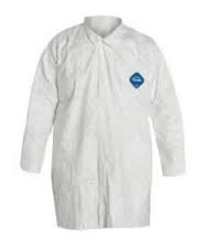 DuPont Small White 5.4 mil Tyvek Disposable Labcoat With Snap Front Closure And Collar (30 Per Case)