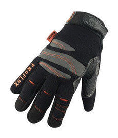 Ergodyne 2X Black And Gray ProFlex 710CR Full Finger Cut Resistant Trades Mechanics Gloves With Hook And Loop Wrist, Synthetic Leather Palm And Fingers, Spandex Back With Neoprene Knuckle Pad And Visco-Elastic Polymer Palm Pad