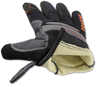 Ergodyne Medium Black And Gray ProFlex 710CR Full Finger Cut Resistant Trades Mechanics Gloves With Hook And Loop Wrist, Synthetic Leather Palm And Fingers, Spandex Back With Neoprene Knuckle Pad And Visco-Elastic Polymer Palm Pad