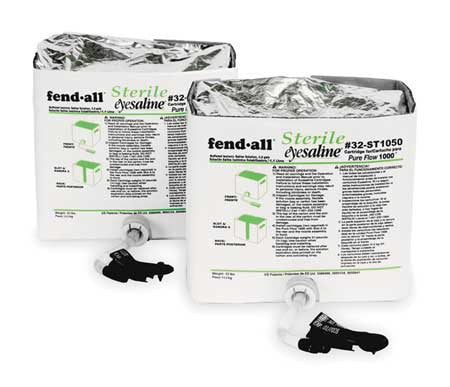 Fend-all Sterile Saline Refill Cartridge Set For Fendall Pure Flow 1000 Eye Wash Station