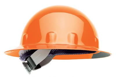 Fibre-Metal Hi-Viz Orange SuperEight Class E, G or C Type I Thermoplastic Full Brim Hard Hat With Ratchet Suspension