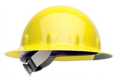 Fibre-Metal Yellow SuperEight Class E, G or C Type I Thermoplastic Full Brim Hard Hat With Ratchet Suspension