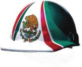 Fibre-Metal White SuperEight Class E, G or C Type I Thermoplastic Hard Cap With Ratchet Suspension And Mexican Flag Graphic