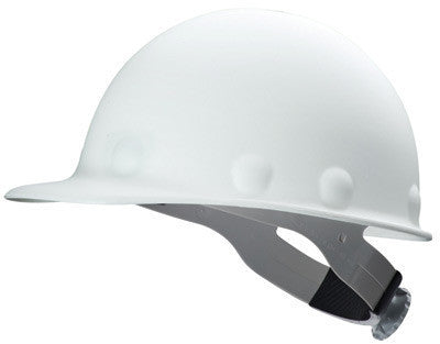 Fibre-Metal White Roughneck P2A Series Class C And G ANSI Type 1 Fiberglass Hard Cap With Ratchet Suspension