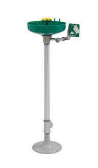 Haws Pedestal Mounted Eye/Face Wash With AXION MSR  Eye/Face Wash Head Assembly And Green ABS Plastic Receptor