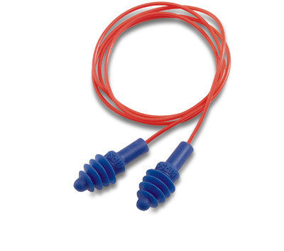 Howard Leight Multiple Use AIRSoft 4-Flange PVC Corded Earplugs With Red Poly Cord (1 Pair Per Flip-Top Box)