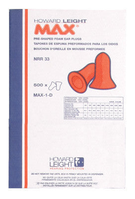 Howard Leight Leight Source 500 Earplug Dispenser Refill (500 Pair Single Use Max Bell Shaped Polyurethane Foam Uncorded Earplugs Per Box)