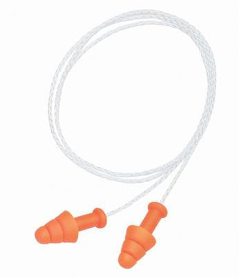 Howard Leight Multiple Use SmartFit 3-Flange CMT (Conforming Material Technology) Corded Earplugs With Nylon Cord (1 Pair Per Paper Bag, 100 Pair Per Box)