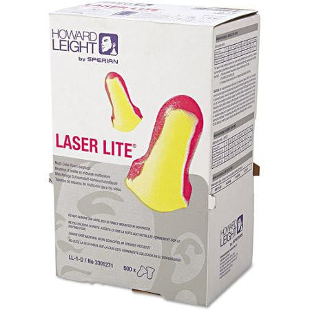 Howard Leight Laser-Lite Earplug Dispenser Refill (500 Pair Single Use Laser-Lite Contoured T-Shape Polyurethane Foam Uncorded Earplugs Per Box)