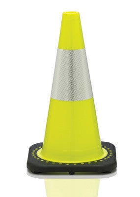 JBC Safety 28" Lime PVC Traffic Cone with Black Base With Black Base And 6" 3M Reflective Collar