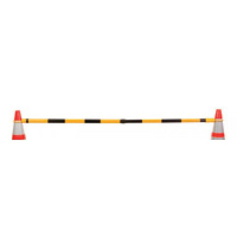 JBC Safety 3 1/2' - 6' Yellow And Black Reflective Retractable Cone Bar