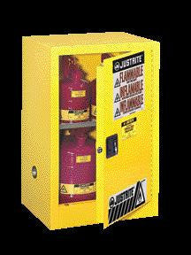 Justrite 35" X 23 1/4" X 18" Yellow 12 Gallon Compac Sure-Grip EX Safety Cabinet With 1 Manual Door And 1 Shelf