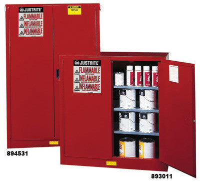 Justrite 40 Gallon Red 2-Door Sure-Grip EX Paint And Ink Safety Storage Cabinet With Manual Closing Doors