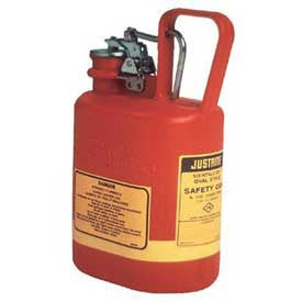 Justrite 1 Gallon Red Type I Oval Polyethylene Safety Can For Flammables With Stainless Steel Hardware