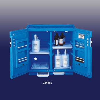 Justrite 35" X 36" X 23 1/2" Blue Polyethylene Under Counter Storage Cabinet For Acids With 2 Doors (Capacity 30 Each 1 Liter Bottles)