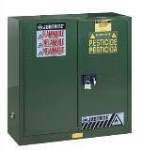 Justrite 44" X 43" X 18" 30 Gallon Green Sure-Grip EX Safety Cabinet For Pesticides With 2 Self-Closing Doors And 1 Shelf