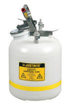 Justrite 5 Gallon Translucent White Centura Quick-Disconnect Safety Disposal Can With Polypropylene Hardware