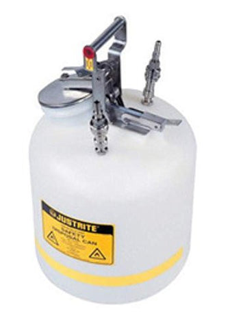 Justrite 5 Gallon Translucent White Centura Quick-Disconnect Safety Disposal Can With Stainless Steel Hardware