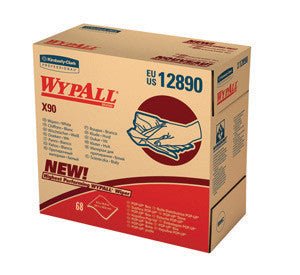 Kimberly-Clark Professional* 8.3" X 16.8" White WypAll* X90 1/4 Fold Heavy Duty Cloth Wipers (68 Sheets Per POP-UP* Box)