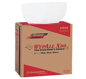 Kimberly-Clark 12.5" X 16.8" White WYPALL X80 1/4 Fold SHOPPRO Shop Towels In Pop-Up Box (80 Per Box)