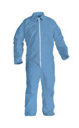 Kimberly-Clark Professional* X-Large Blue KleenGuard* A60 Breathable, Microporous Film Laminate Disposable Coveralls With Storm Flap Over Front Zipper Closure, Elastic Back, Wrists And Ankles (24 Per Case)