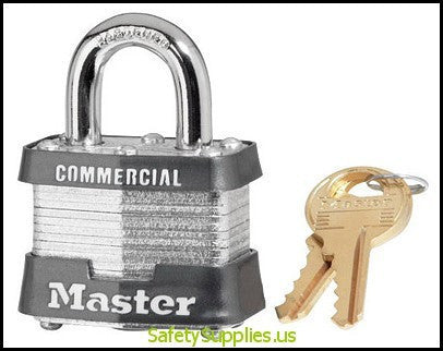 Master Lock Black #3 Laminated Steel Pin Tumbler Padlock - Keyed Differently With Key Number Stamped On Bottom Of Lock