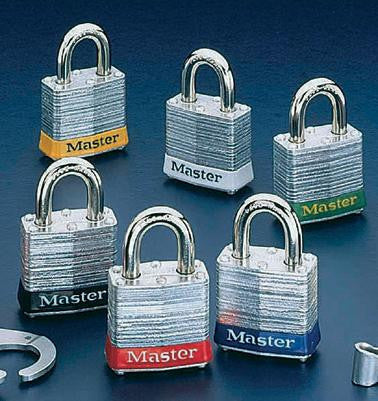 Master Lock White #3 Laminated Steel Pin Tumbler Padlock - Keyed Differently With Key Number Stamped On Bottom Of Lock