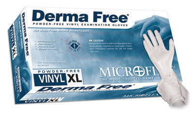 Microflex X-Large Clear 9.5" Derma Free 4.3 mil Vinyl Ambidextrous Non-Sterile Powder-Free Disposable Gloves With Smooth Finish And Beaded Cuffs (100 Each Per Box)