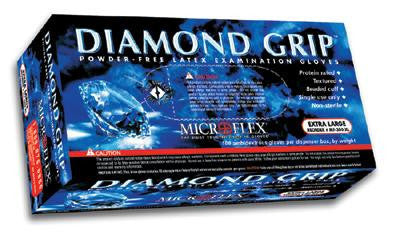 Microflex Large Natural 9.8" Diamond Grip 6.3 mil Latex Ambidextrous Non-Sterile Powder-Free Disposable Gloves With Textured Fingers Finish And Beaded Cuffs (100 Each Per Box)