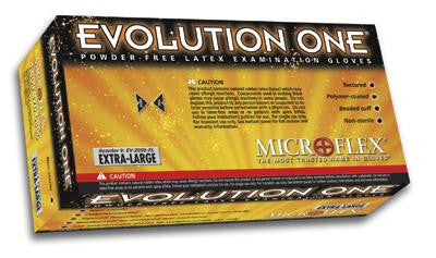 Microflex Small Natural 10" Evolution One 5 1/2 mil Latex Ambidextrous Non-Sterile Powder-Free Disposable Gloves With Textured Finish, Beaded Cuffs And Polymer Inner Coating (100 Each Per Box)