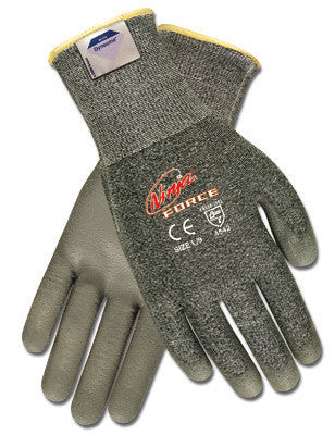 Memphis Small Ninja Force 13 Gauge Gray Polyurethane Dipped Palm And Finger Coated Work Gloves With Gray Dyneema And Fiberglass Liner